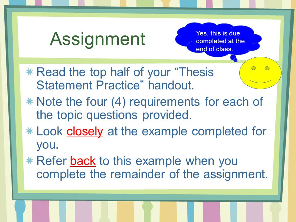Help With Thesis Statements