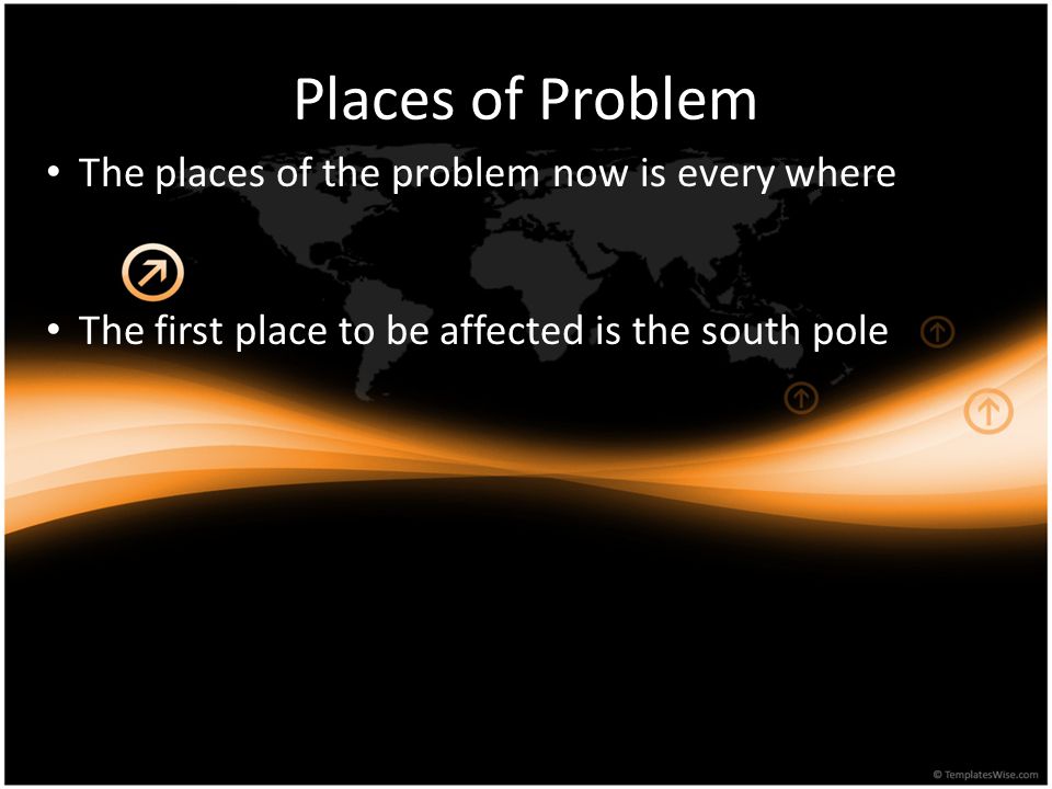 Places of Problem The places of the problem now is every where The first place to be affected is the south pole