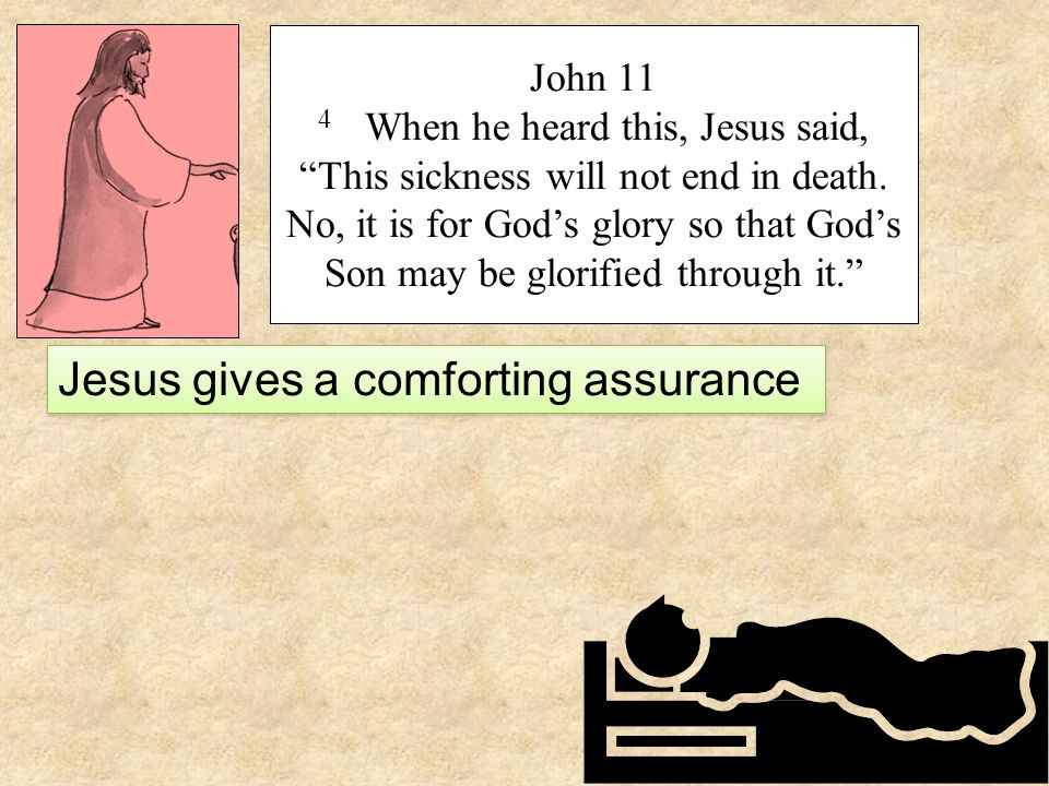 John 11 4 When he heard this, Jesus said, This sickness will not end in death.