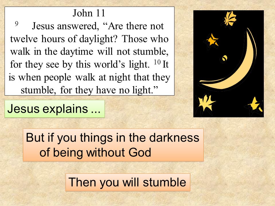 John 11 9 Jesus answered, Are there not twelve hours of daylight.
