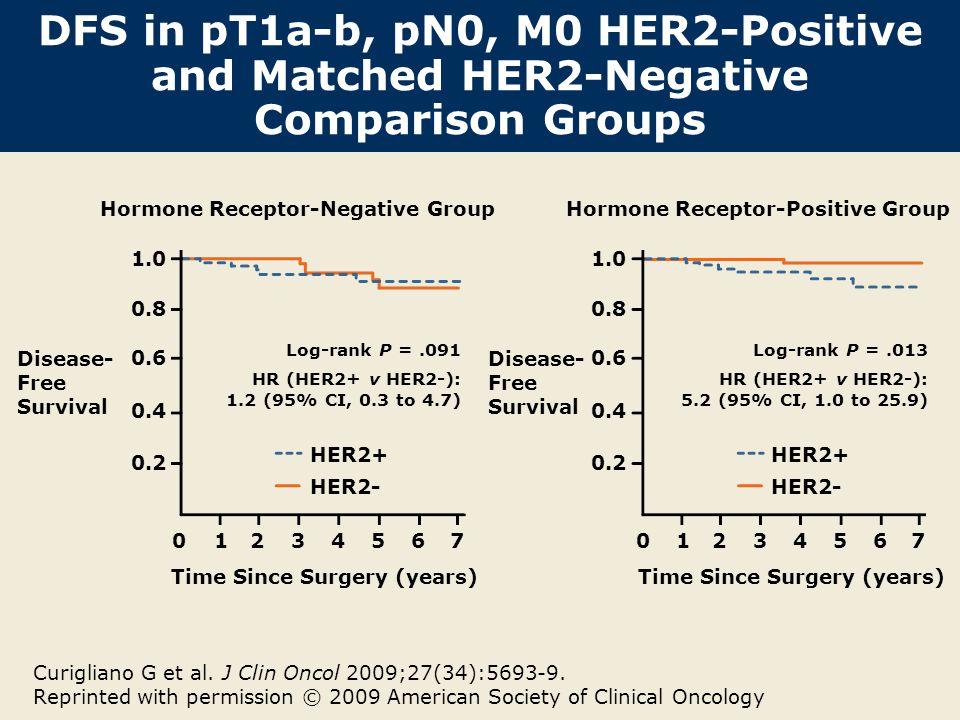 DFS in pT1a-b, pN0, M0 HER2-Positive and Matched HER2-Negative Comparison Groups Curigliano G et al.
