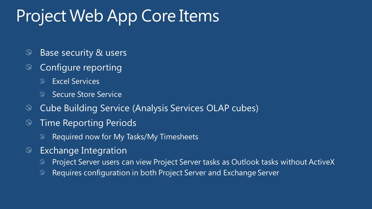 Project Web App Core Items