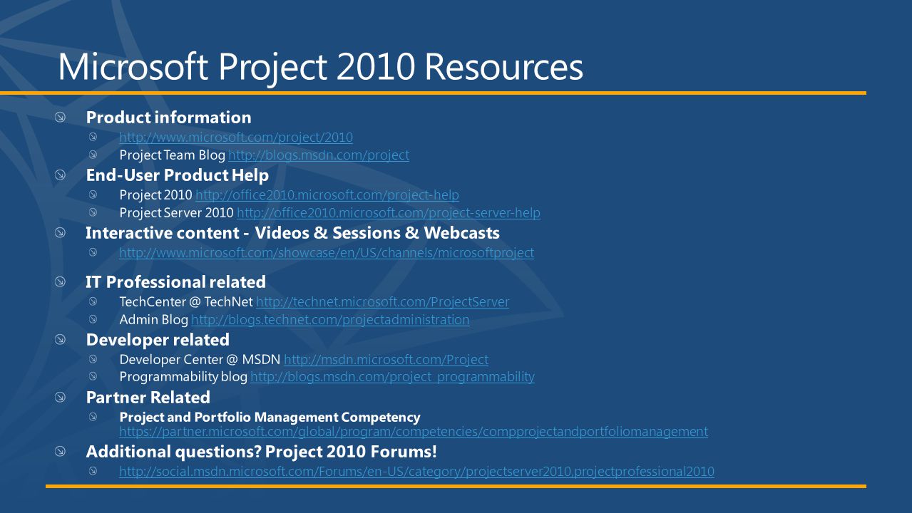 Microsoft Project 2010 Resources