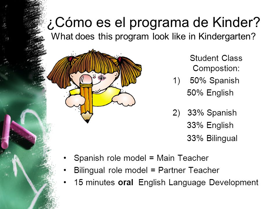 ¿Cómo es el programa de Kinder. What does this program look like in Kindergarten.