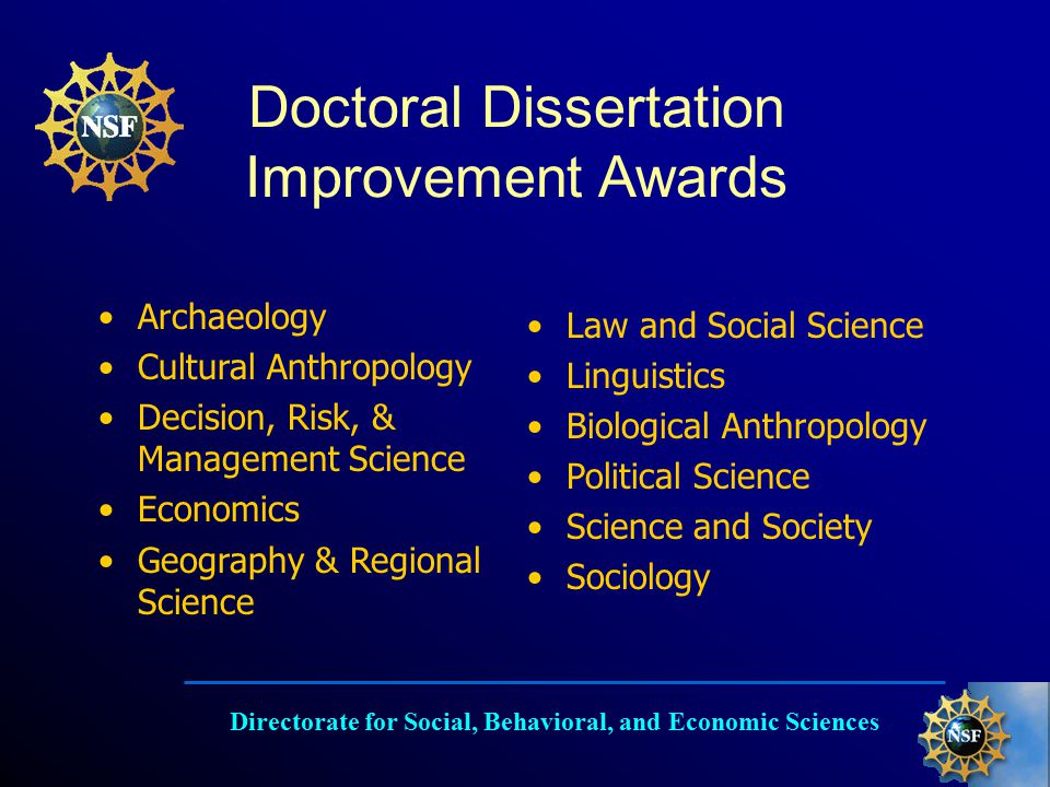 Nsf sbe doctoral dissertation improvement grants