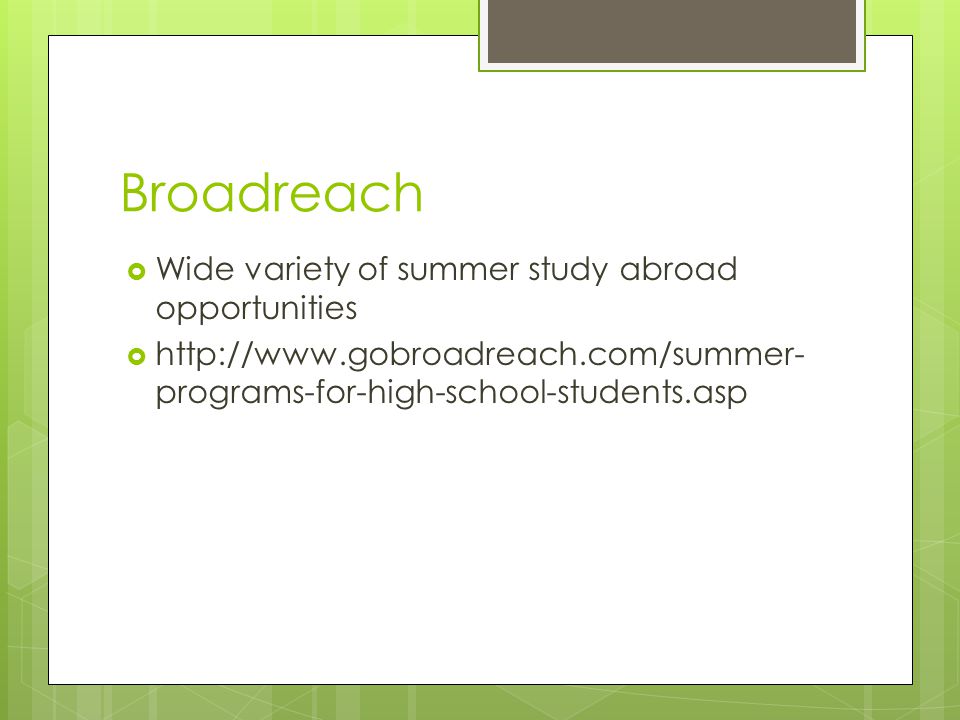 Broadreach  Wide variety of summer study abroad opportunities    programs-for-high-school-students.asp