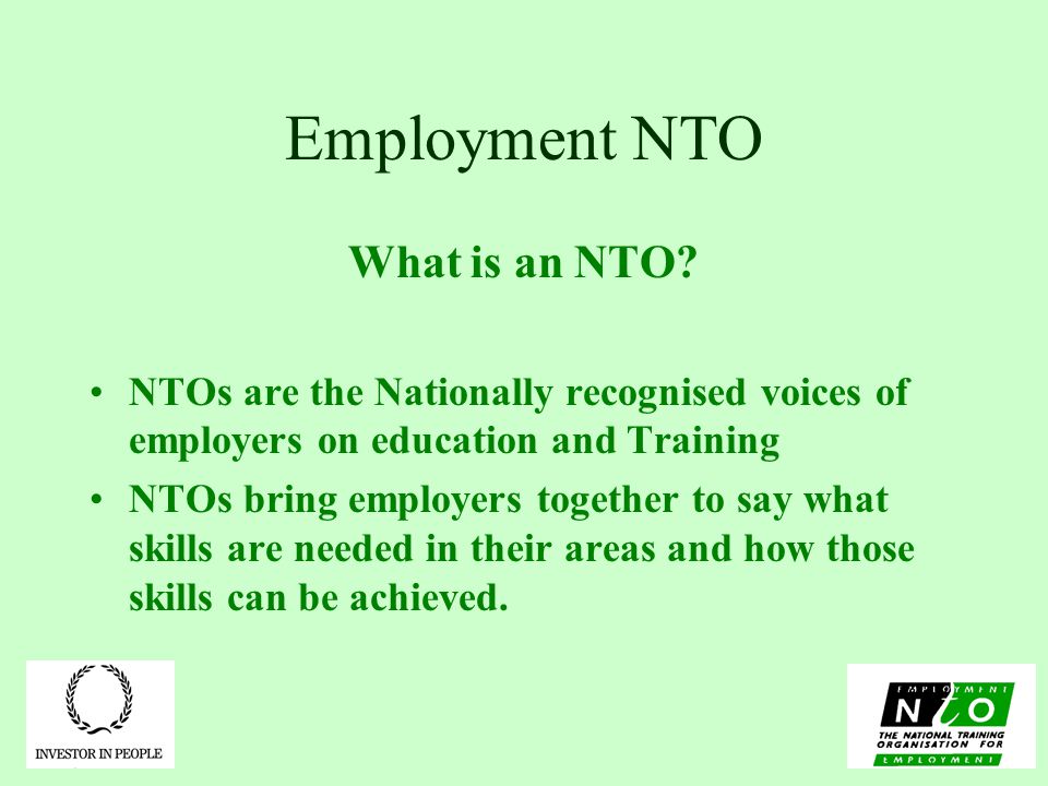 Employment NTO What is an NTO.