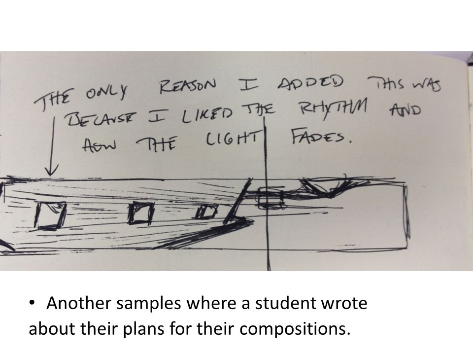 Another samples where a student wrote about their plans for their compositions.