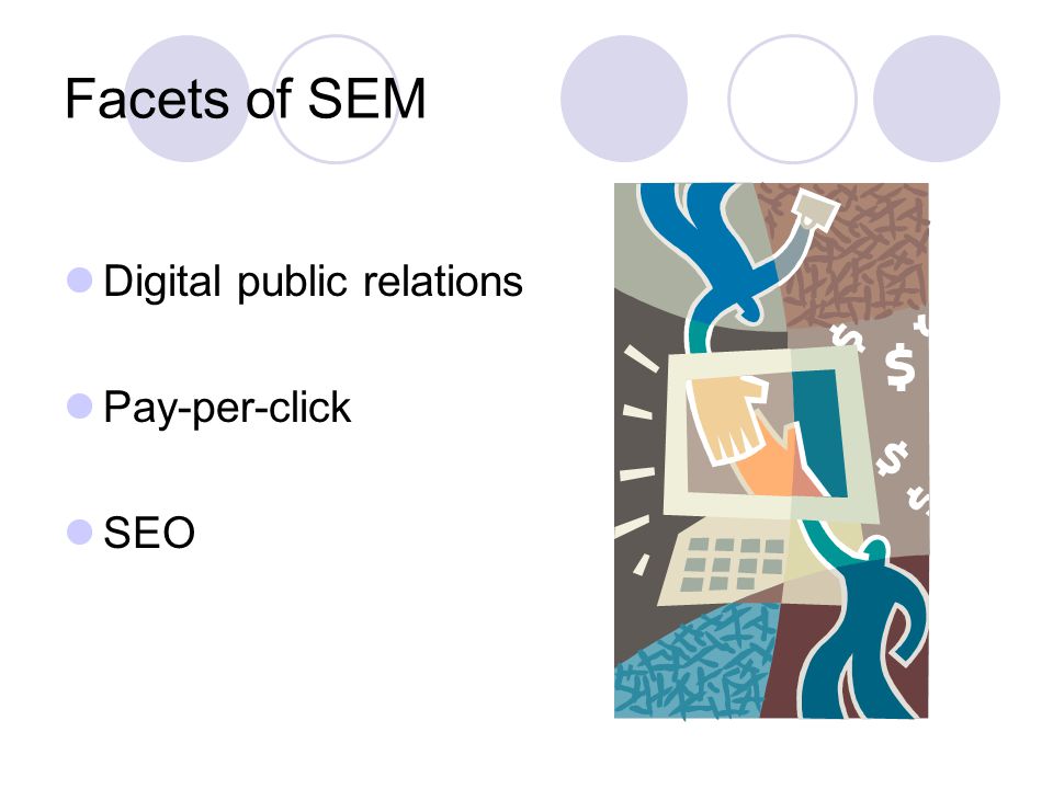 Facets of SEM Digital public relations Pay-per-click SEO