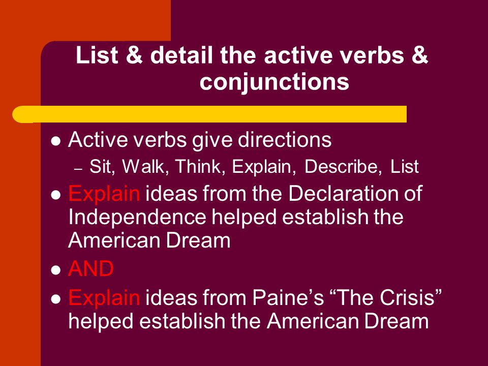 Identify the topic Explain how the ideas found in the Declaration of Independence and Thomas Paine’s The Crisis helped establish the idea of the American Dream.