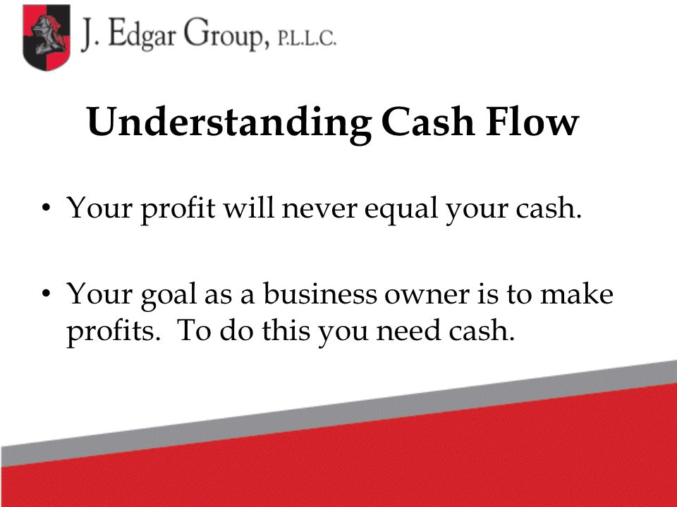 Understanding Cash Flow Your profit will never equal your cash.