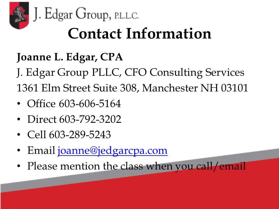 Contact Information Joanne L. Edgar, CPA J.