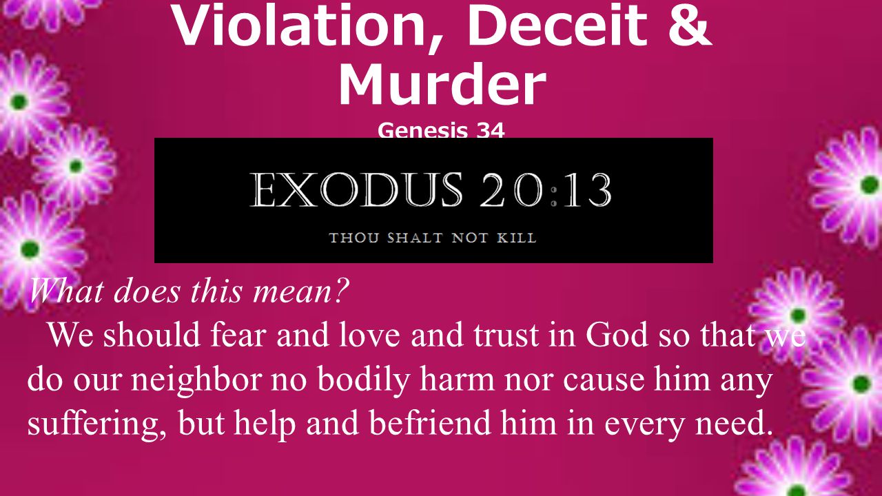 Violation, Deceit & Murder Genesis 34 What does this mean.