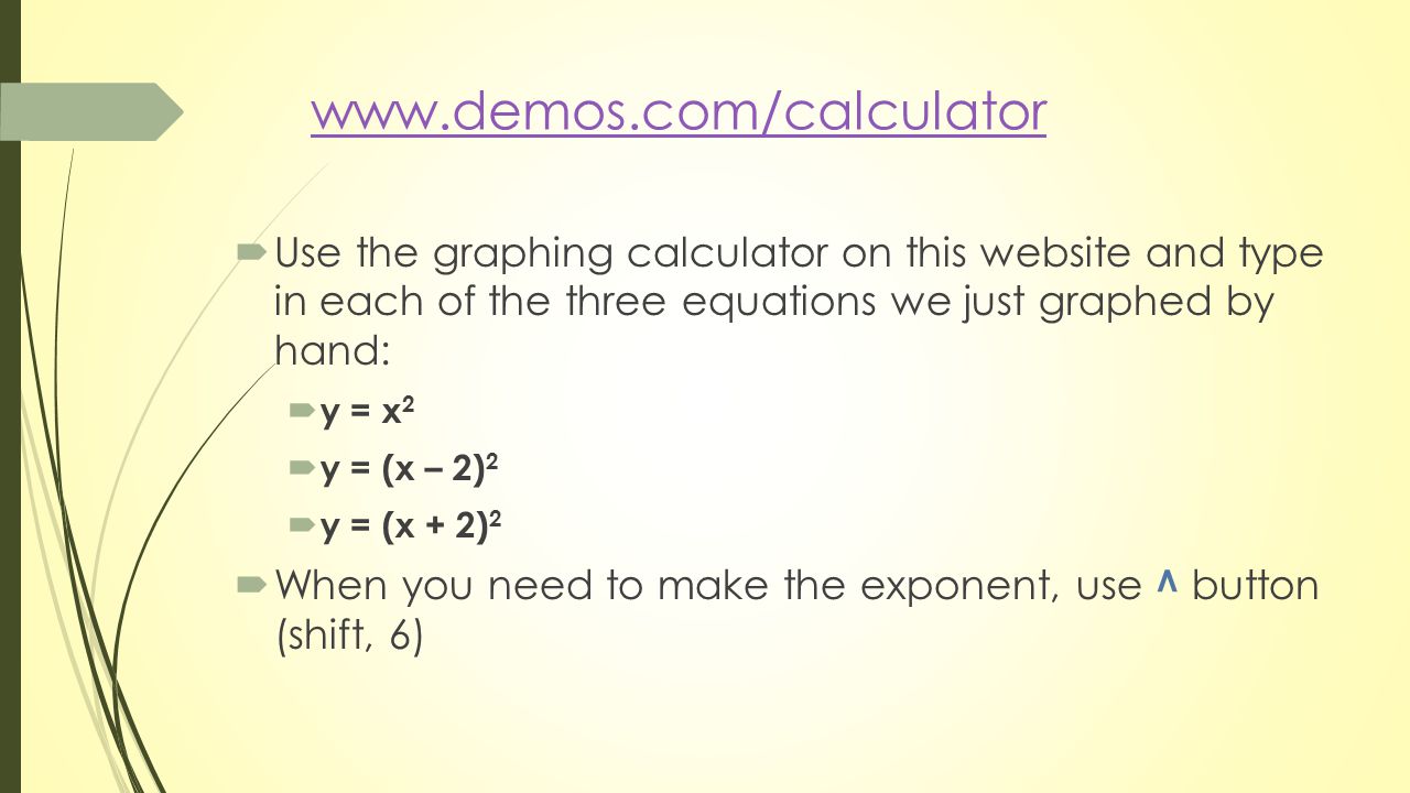 Graphing Quadratic Equations From The Vertex Form Ppt Download 4 Demos Com Calculator