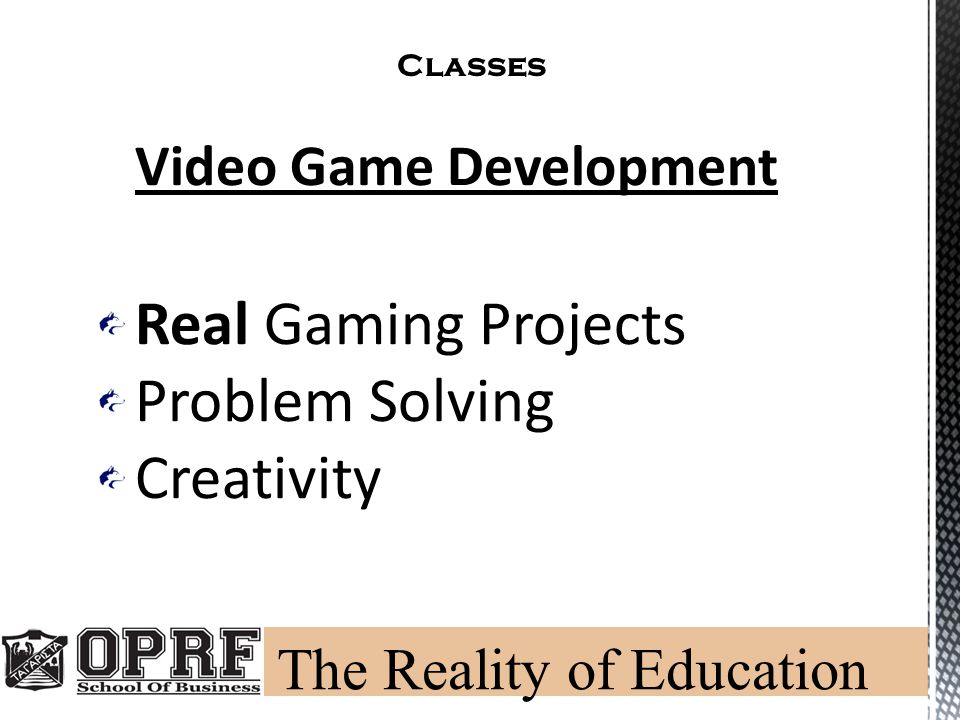 Classes Video Game Development Real Gaming Projects Problem Solving Creativity
