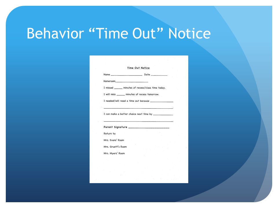 Behavior Time Out Notice