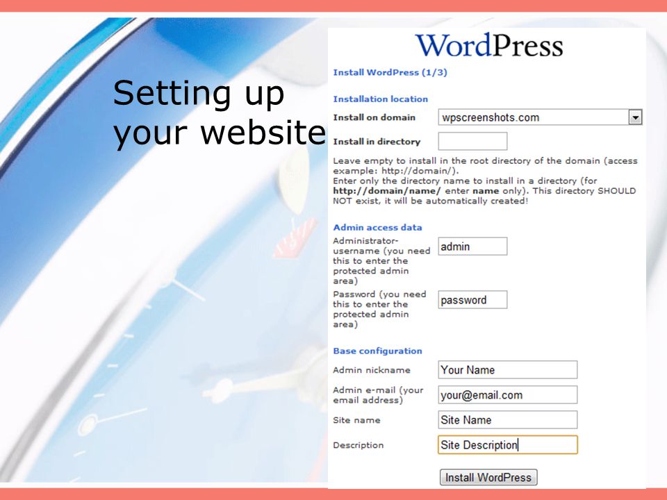 Setting up your website