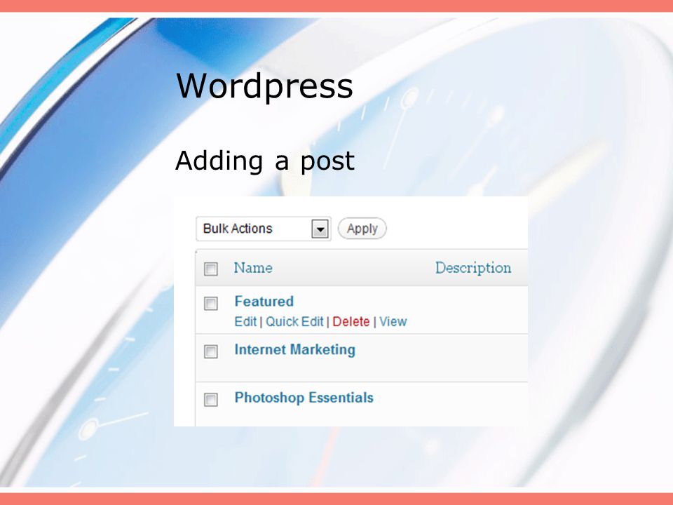 Wordpress Adding a post