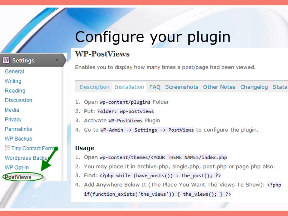 Configure your plugin