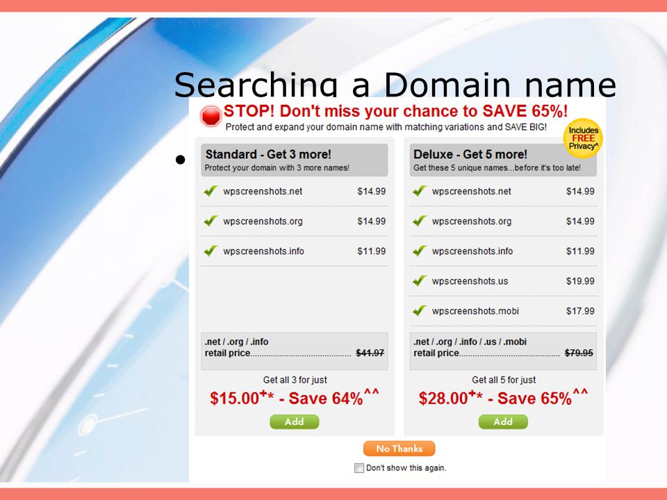 Searching a Domain name