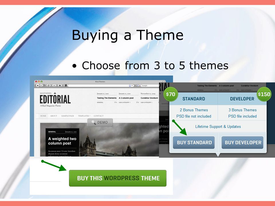 Buying a Theme Choose from 3 to 5 themes