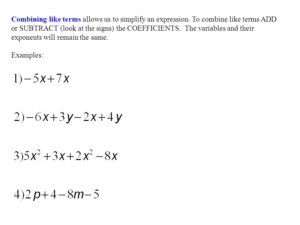 Printables Combining Like Terms Worksheet homework answers 1 2 worksheet combining like terms term part allows us to simplify an expression combine add or