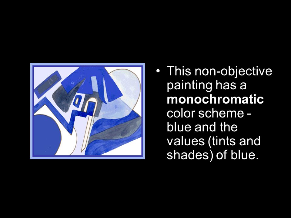 Mono means one , chroma means color … monochromatic color schemes have only one color and its values.