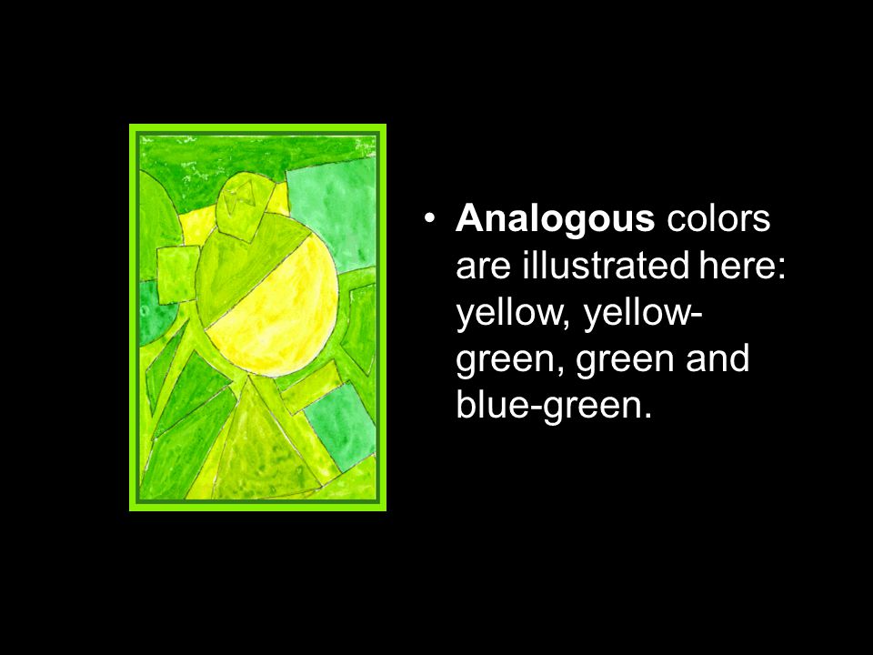 The analogous color scheme is 3-5 colors adjacent to each other on the color wheel.