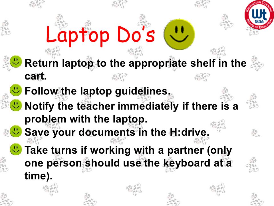 Return laptop to the appropriate shelf in the cart.