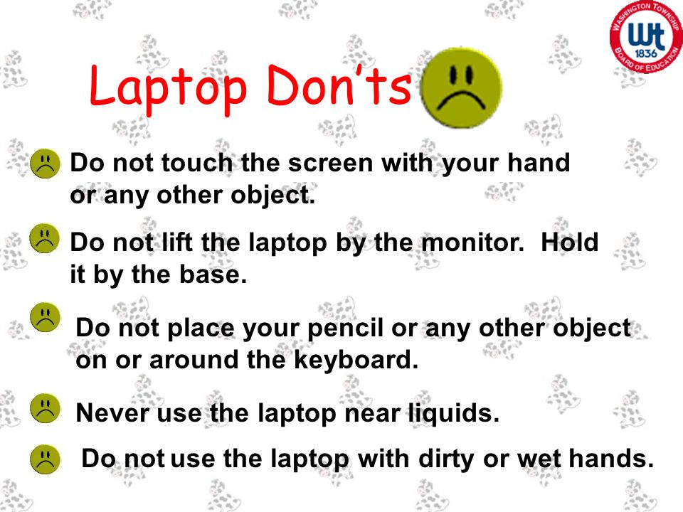 Do not touch the screen with your hand or any other object.