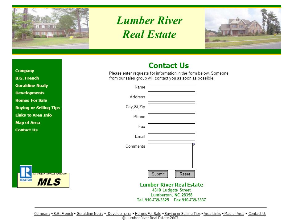 Lumber River Real Estate MULTIPLE LISTING SERVICE MLS Company B.G.