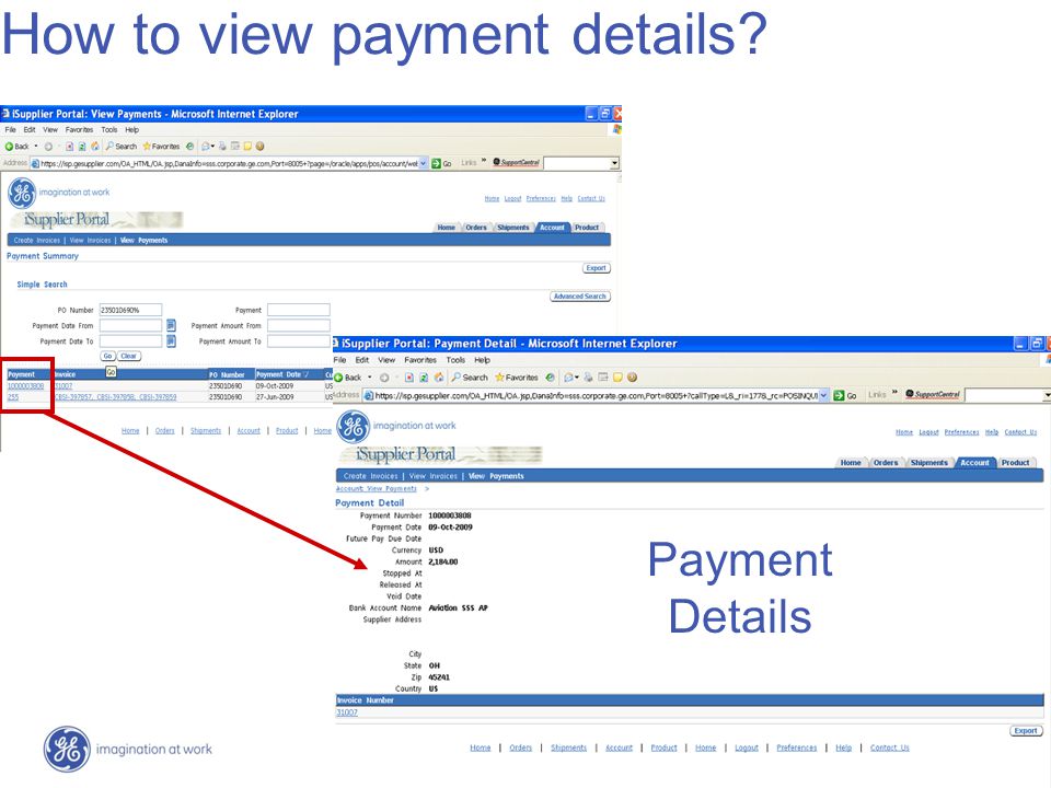 11 / GE / August 8, 2015 How to view payment details Payment Details