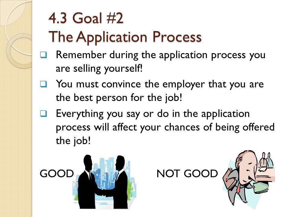 4.3 Goal #2 The Application Process RRemember during the application process you are selling yourself.