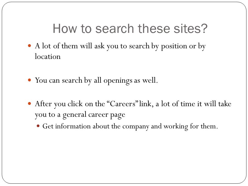 How to search these sites.