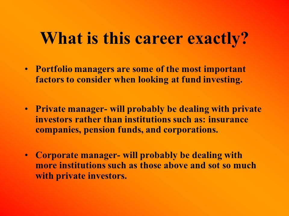 Portfolio Manager What is a portfolio manager.