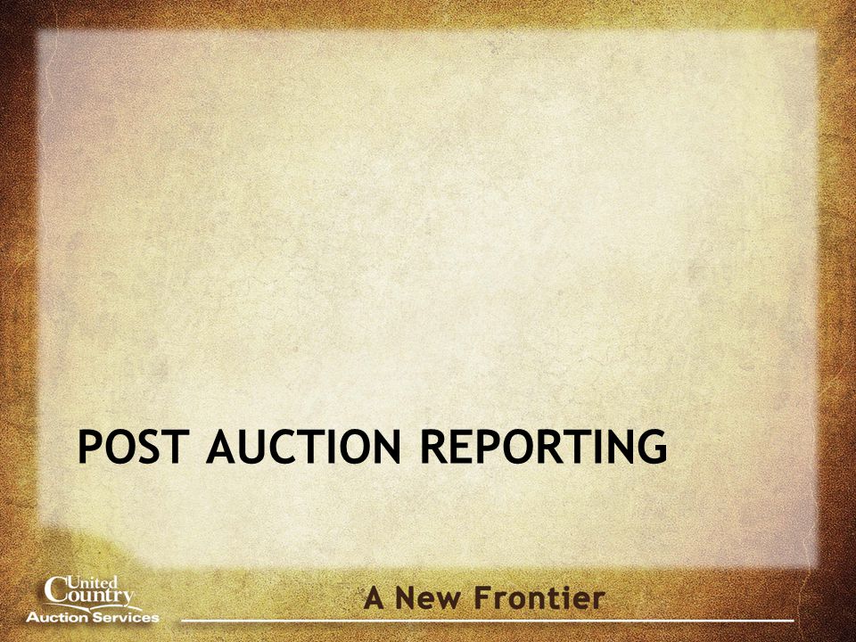 POST AUCTION REPORTING
