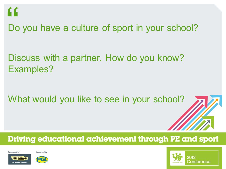 Do you have a culture of sport in your school. Discuss with a partner.