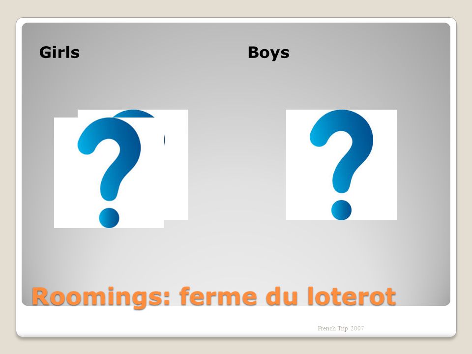 Roomings: ferme du loterot GirlsBoys French Trip 2007