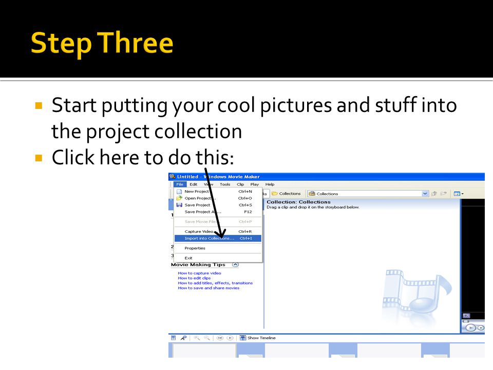  Start putting your cool pictures and stuff into the project collection  Click here to do this: