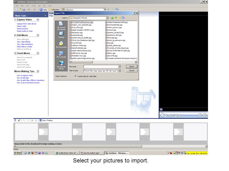 Select your pictures to import.