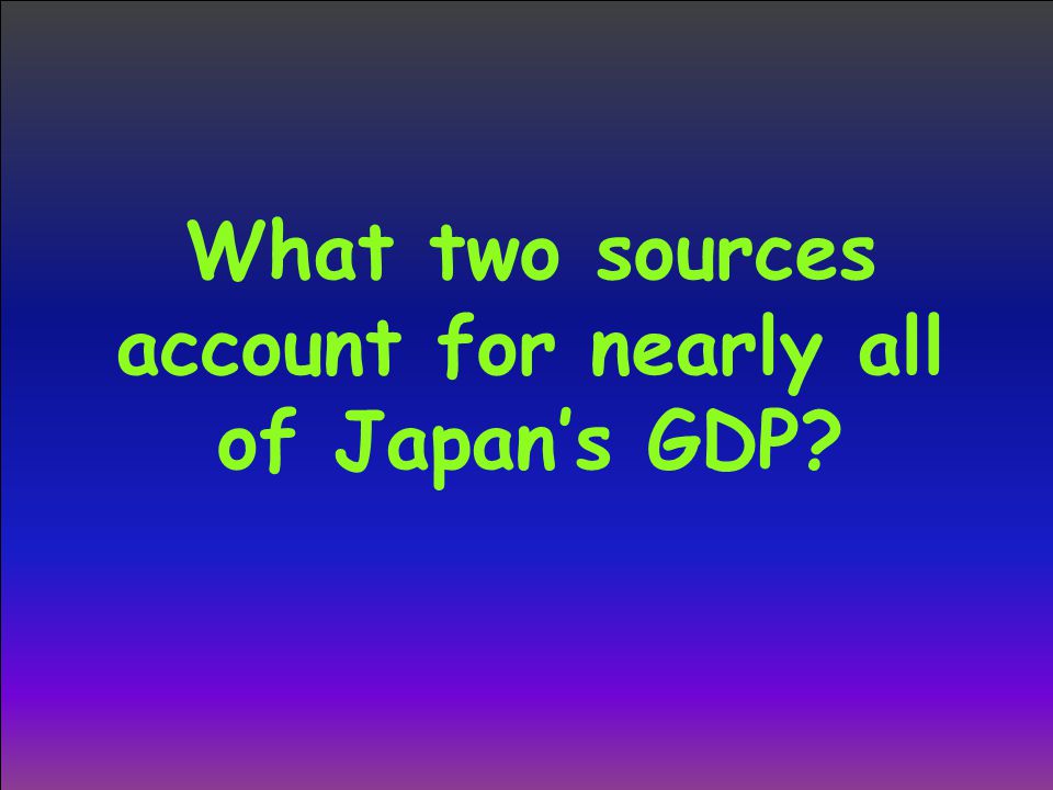 What two sources account for nearly all of Japan’s GDP