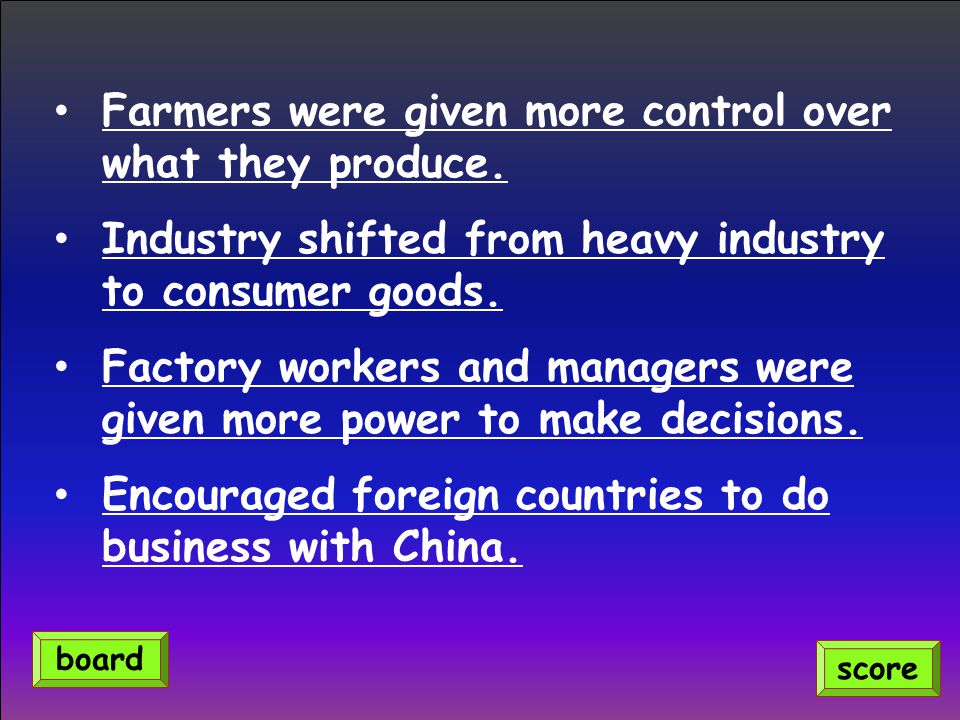 Farmers were given more control over what they produce.