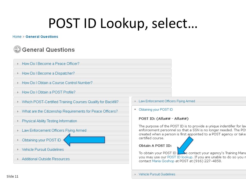 POST ID Lookup, select… Slide 11