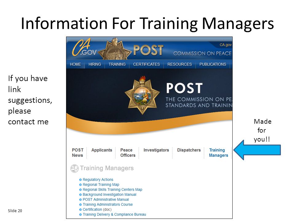 Information For Training Managers Slide 20 Made for you!.