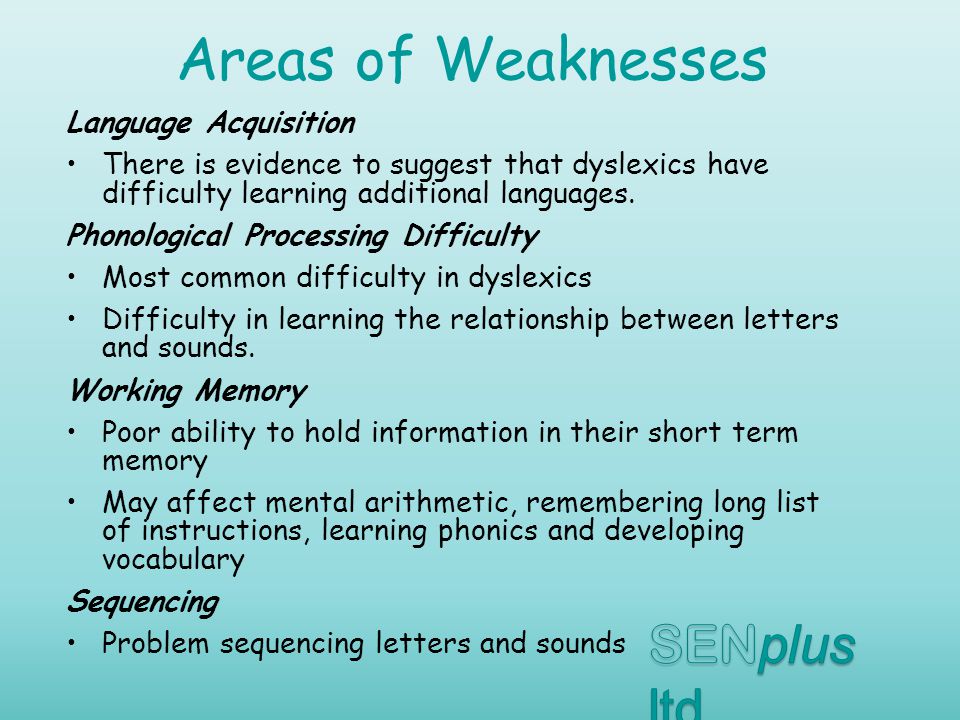 list of common weaknesses