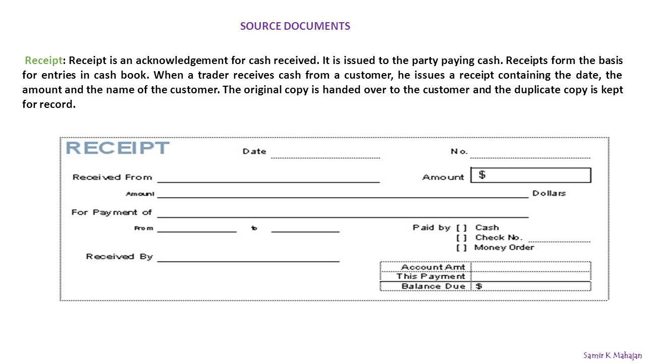 cheque receipt sample