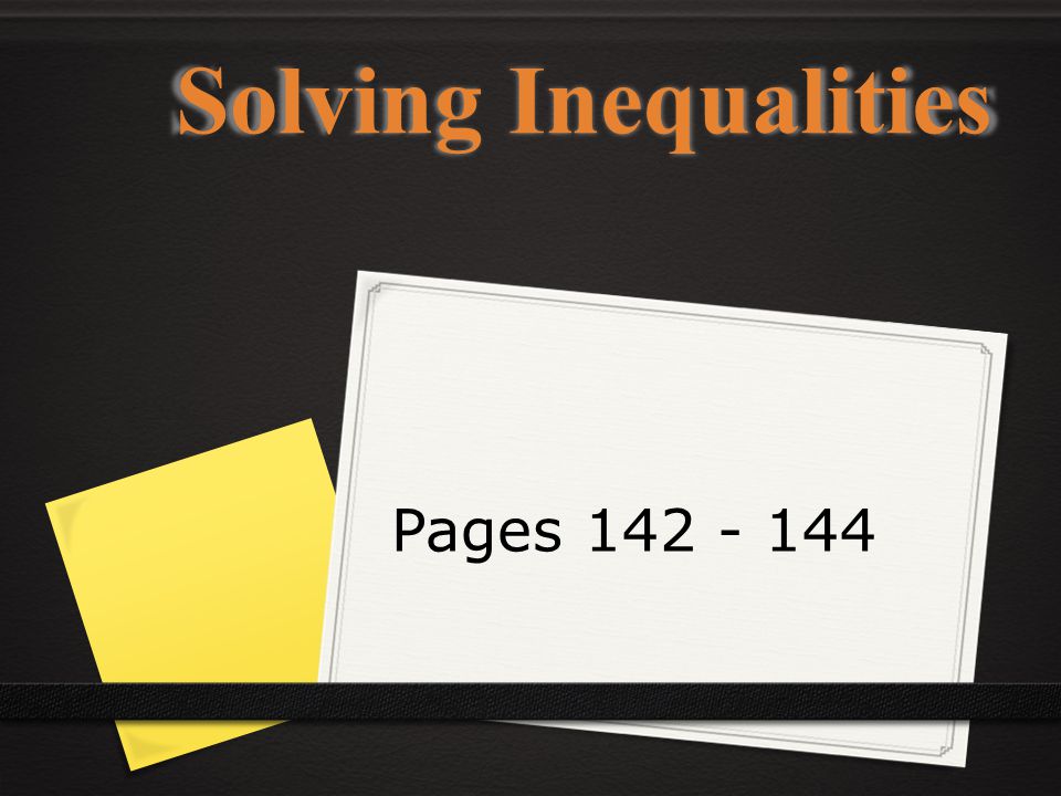 Solving Inequalities Pages