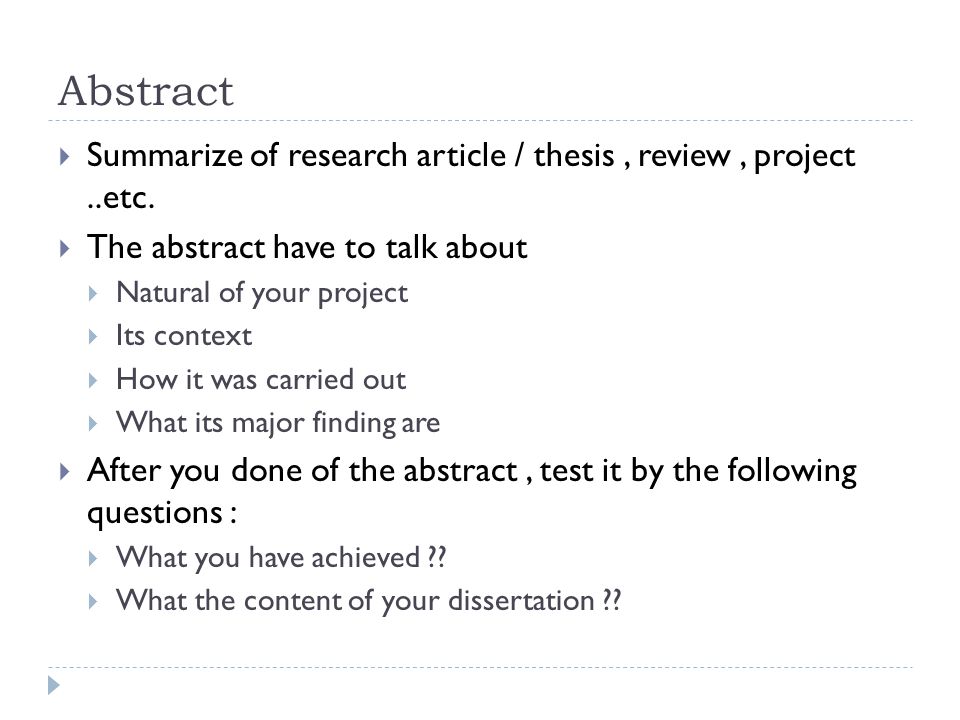 Abstract  Summarize of research article / thesis, review, project..etc.