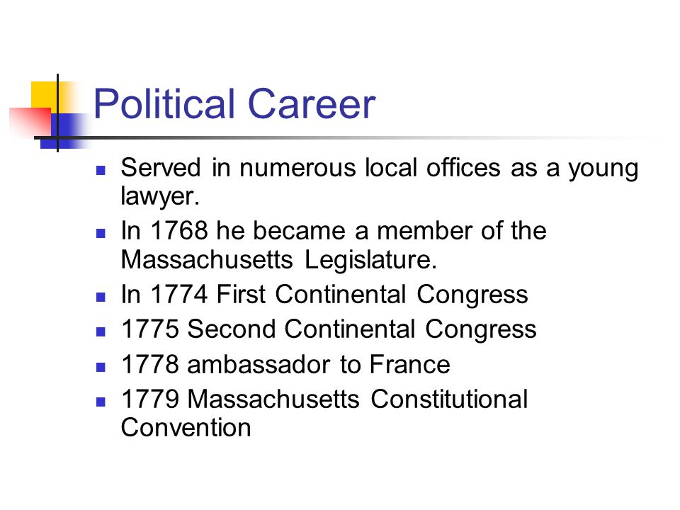 Political Career Served in numerous local offices as a young lawyer.