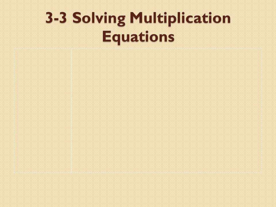 3-3 Solving Multiplication Equations